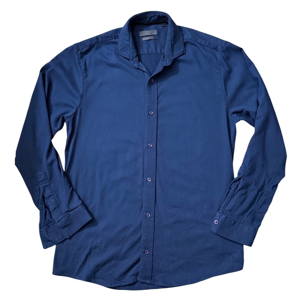 Prada Milano Luxury Navy Long Sleeve Button Down Shirt Size S Made in Italy
